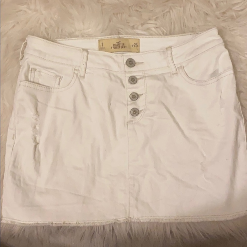 White denim hollister mini skirt